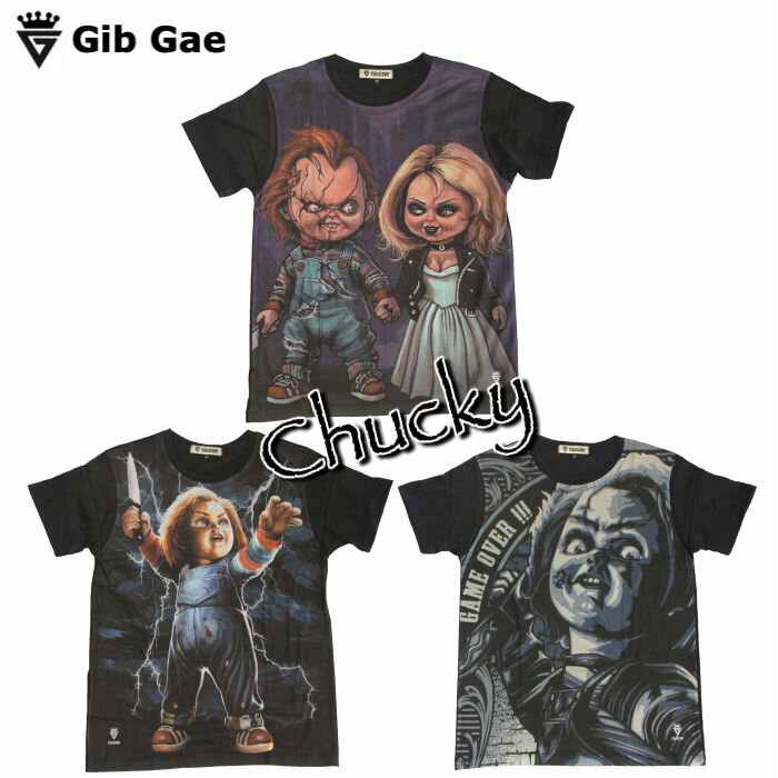 【送料無料】チャッキー 映画 Gib Gae プリントTシャツ ブラック メンズ チャイルドプレイ ホラー 恋人 ティファニー 人形 かわいい かっこいい アメリカ プレゼント 殺人 狂気 凶悪 ファッション おもしろプリント おしゃれ スケーター ストリート系 M/L/XLサイズ 半袖