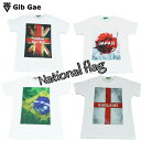 Gib Gae 国旗 プリントTシャツ ホワイト メンズ イギリス 日本 ジャパン ブラジル イングランド ユニオンジャック おもしろプリント かっこいい おしゃれ スケーター ストリート系 M/L/XLサイズ 半袖