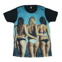 【送料無料】MAO MAO プリントTシャツ ブラック メンズ セクシーガール 水着美女 お尻 Tバック カワイイ おしゃれ ストリート系 カッコイイ クール 柄物 半袖 M/L/XLサイズ