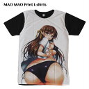 【送料無料】MAO MAO プリントTシャツ ブラック メンズ セクシーガール ビキニ 萌えかわいい エッチ お姉さん 下着 ヌード 美女 お尻 アニメ カワイイ おしゃれ ストリート系 インパクト抜群 カッコイイ クール インナー 柄物 半袖 M/L/XLサイズ