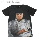 【送料無料】MAO MAO プリントTシャツ ブラック メンズ 映画 時計じかけのオレンジ キューブリック 名作 アレックス バイオレンス ドルーグ ロンドン おしゃれ ストリート系 インパクト抜群 カッコイイ クール インナー 柄物 半袖 M/L/XLサイズ