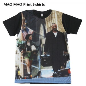 【送料無料】MAO MAO プリントTシャツ ブラック メンズ 映画 レオン マチルダ ジャンレノ 名作 アメリカ プロ 殺し屋 観葉植物 ヒットマン LEON リュック・ベッソン おしゃれ ストリート系 インパクト抜群 カッコイイ クール インナー 柄物 半袖 M/L/XLサイズ