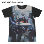 【送料無料】MAO MAO プリントTシャツ ブラック メンズ 映画 ジョーカー おもしろ 飲み会 JORKER アメリカ ジャレッド・レト ジャック・ニコルソン ヒース・アンドリュー・レジャー おしゃれ ストリート系 インパクト抜群 カッコイイ クール インナー 柄物 半袖 M/L/XLサイズ