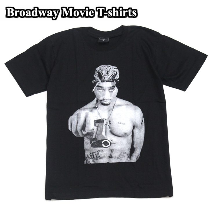 乐天商城 - 【送料無料】2パック Broadway 映画Tシャツ コットンTシャツ ブラック メンズ トゥーパック アメリカ ヒップホップ アーティスト マンハッタン 音楽 ムービー おしゃれ スケーター ストリート系 M/L/XL 大きいサイズ 半袖