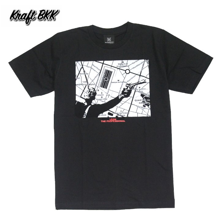 【送料無料】 Kraft BKK 映画Tシャツ レオン LEON コットンTシャツ ブラック メンズ マチルダ ジャンレノ 名作 おもしろTシャツ おしゃれ スケーター ストリート系 M/L/XLサイズ 大きいサイズ 半袖