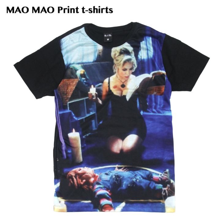 【送料無料】ホラー映画Tシャツ プリントTシャツ チャッキー チャイルドプレイ 黒魔術 呪い ブラック メンズ かわいい おしゃれ ストリート系 カッコイイ クール 柄物 半袖 M/L/XLサイズ 男女兼用 ユニセックス