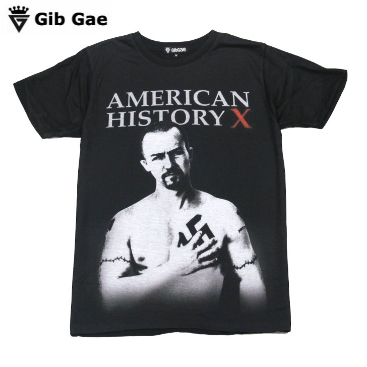 乐天商城 - 【送料無料】アメリカン・ヒストリーX 映画Tシャツ エドワード・ノートン ブラッド・ピット 名作 プリントTシャツ ブラック メンズ アメリカ おもしろプリント おしゃれ ストリート系 M/L/XLサイズ 半袖 ユニセックス 男女兼用