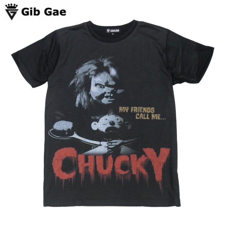 乐天商城 - 【送料無料】チャイルドプレイ 映画Tシャツ チャッキー ホラームービー 名作 プリントTシャツ ブラック メンズ アメリカ おもしろプリント おしゃれ ストリート系 M/L/XLサイズ 半袖 ユニセックス 男女兼用