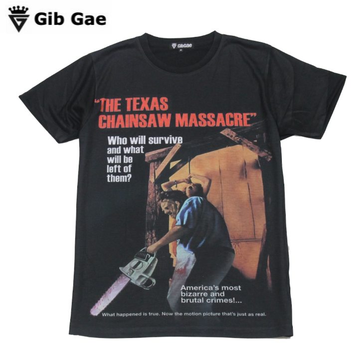 【送料無料】テキサス・チェーンソー 映画Tシャツ レザーフェイス ホラームービー 名作 プリントTシャツ ブラック メンズ アメリカ おもしろプリント おしゃれ ストリート系 M/L/XLサイズ 半袖 ユニセックス 男女兼用