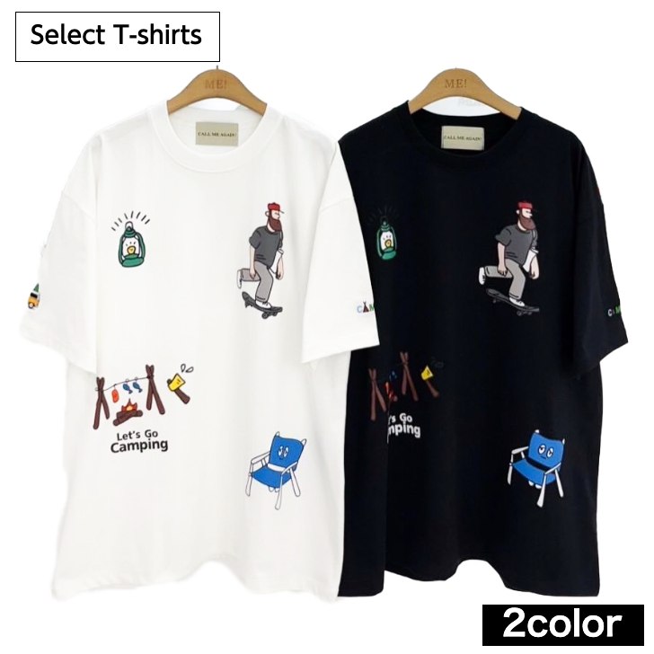 Rakuten - 【送料無料】プリントTシャツ コットンTシャツ キャンプ アウトドア 焚き火 ホワイト ブラック メンズ ファッション かっこいい おもしろデザイン ジョーク おしゃれ スケーター ストリート系 男女兼用 ユニセックス フリーサイズ 半袖