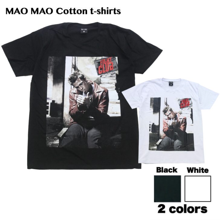 乐天商城 - 【送料無料】ファイト・クラブ 映画Tシャツ コットンTシャツ ホワイト ブラック メンズ 男女兼用 ブラッド・ピット エドワード・ノートン おしゃれ ストリート系 クール 半袖 M/L/XL 大きいサイズ