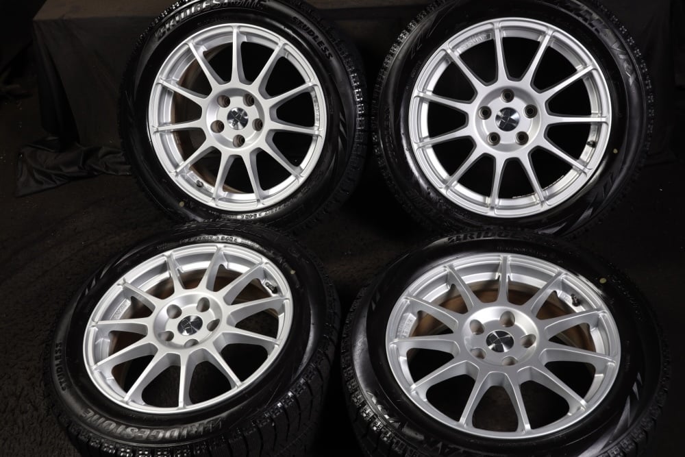 【中古】★バリ山 215/55R17 TECMAGアルミ PCD112/7.5J/+43 BRIDGESTONE BLIZZAK VRX スタッドレス 4本セット ベンツBMWフォルクスワーゲンアウディ