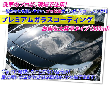 ★現場のプロが愛用！★楽天1位獲得！プレミアム ガラスコーティング Ver2 300ml【送料無料】【全メーカー対応】★施工実績ブログで確認！ ガラスコーティング剤 超光沢＆超撥水！ 関連⇒ カーワックス コーティング剤 車 カルナバ 新車 バイク one-zero 撥水スプレー 車