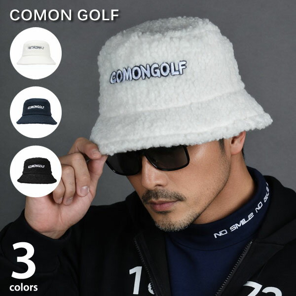 ゴルフ 帽子 ハット バケットハット メンズ レディース ゴルフキャップ 秋 冬 防寒 ツバ 無地 ワンポイント トレンド アクセサリー 日除け オシャレ ゴルフ用品 小物COMONGOLFサイズ調整可能ボアフリースユニセックスゴルフバケットハット(CG-AB60103)