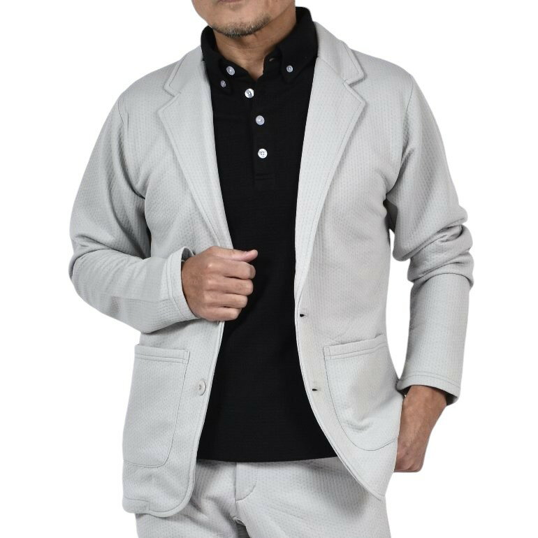 送料無料【パシャ売りサンプル在庫処分】アウトレット/スポンジエンボス素材 ストレッチ テーラードジャケット/グレー/Mサイズ(S-S885672)メンズ 在庫処分 サンプル 返品不可 サンタリート ST-24546