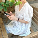 送料無料【パシャ売りサンプル在庫処分】アウトレット/透かしデザイン パフスリーブ チュニックブラウス(S-S885991)レディース 在庫処分 サンプル 返品不可 サンタリート CG-AB2623