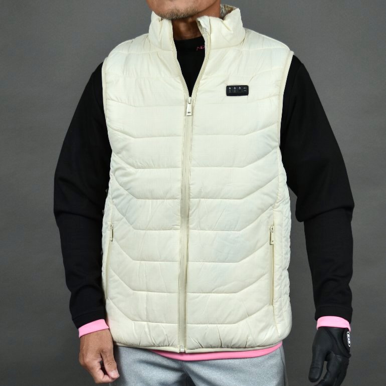 送料無料【パシャ売りサンプル在庫処分】アウトレット/電熱防寒中綿入りゴルフベスト/アイボリー/Lサイズ(S-S886154)メンズ 在庫処分 サンプル 返品不可 サンタリート