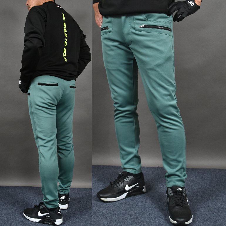 送料無料【パシャ売りサンプル在庫処分】アウトレット/ZIPデザイン ストレッチスウェット素材 アンクル丈テーパードゴルフパンツ/アイビーグリーン/Lサイズ(S-S886219)メンズ 在庫処分 サンプル 返品不可 サンタリート