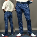送料無料【パシャ売りサンプル在庫処分】アウトレット/4WAYストレッチ スリット入り ローライズ 総柄ゴルフパンツ/ウィンドウペンチェックネイビー/Mサイズ(S...