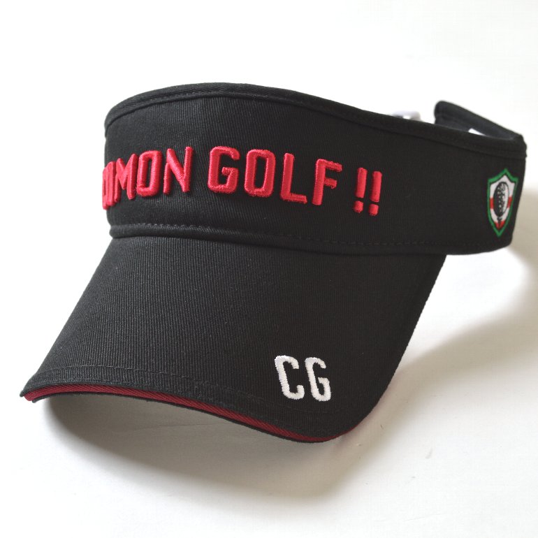 送料無料【パシャ売りサンプル在庫処分】アウトレット/COMONGOLFエンブレム刺繍サンバイザー/ブラック(S-SCAP549)在庫処分 サンプル 返品不可 サンタリート CG-CP549
