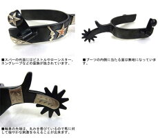 ■AustinAccent■USAガン&ローンスターエングレーブスパー【ブラック】黒メンズ拍車輪拍ブーツアクセサリーリボルバー銃星テキサスウエスタンカウボーイガンマン乗馬馬具西部劇舞台衣装ステージミュージシャン上野アメ横石原商店送料無料