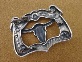 特別SALE★JeffDeeganDesign★ハンドメイドロングホーンスカルシルバーバックルメンズアーティストウエスタンカントリーロックスカルカウボーイバイカー衣装上野アメ横石原商店送料無料