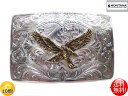 ■MONTANA Silver Smiths アメリカン イーグル 唐草 エングレーブ スクエアバックル 38mm幅対応 【シルバー×ゴールド】 メンズ レディ...