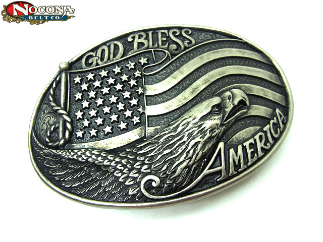  NOCONA 「GOD BLESS AMERICA」 イーグル＆フラッグ オーバルバックル 42mm幅対応 メンズ 鷲 ワシ 星条旗 USA ノコナ アメカジ ウエスタン カントリー カウボーイ 乗馬 牧場 バイカー 衣装 西部劇 舞台 ダンス ベルト 上野 アメ横 石原商店