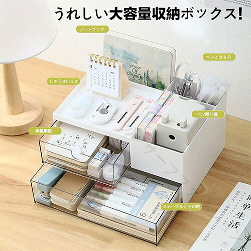 商品情報【シンプルなデザイン】コンパクトながら、圧倒的な収納力を持つデスクオーガナイザー！テーブルの上にある雑多なものを迅速に整理し、便利かつ正確にお探しのものを取り出すことができます。従来品よりも透明の引き出しを増やし、一目で多くのものを収納し、高めのデザインでデスクトップのスペースも節約しました。【多機能収納】文房具、化粧品、宝石類、リモコン、眼鏡などのテーブル周りの小物をすっきり収納できるストレージ。事務所、学校、家庭生活に不可欠なデスクトップストレージ。【ホームでの使用】リモコンホルダーだけではなく、定位置に困るリビング小物やデスクの小物がスッキリまとまります。【オフィスでの使用】事務室でペン立てとして使えます。また、ハサミや名刺やイヤホンなどを収納します。また、子供の机にペン立てとして、ペンやゴムなど文法用具を収納して、整理、整頓が苦手なキッズにとってもとても便利なグッズです。子供のプレゼントとしてご購買いただいた方も多いです。【材質】高品質のABS材料を採用しています。表面が滑らかで、耐久性がよく、デザインがおしゃれ、長期的に使用することができます。御家族、上司、同僚、友達、先生などにプレゼントとしても最適です。【仕様など】?幅23x奥行17x高さ12cm .デスク オーガナイザー は 卓上 の ペン 立て や リモコン ラック として 小物 を すっきり 収納 できる 便利 な アイテム です。仕事場 や 勉強 部屋 の 整理 整頓 に最適 で、使いやすさ を 考えた デザイン で 様々 な 小物 の 収納 に活躍 します。。 指定された配送時間は承っておりません。【マリッジサーフファッション】