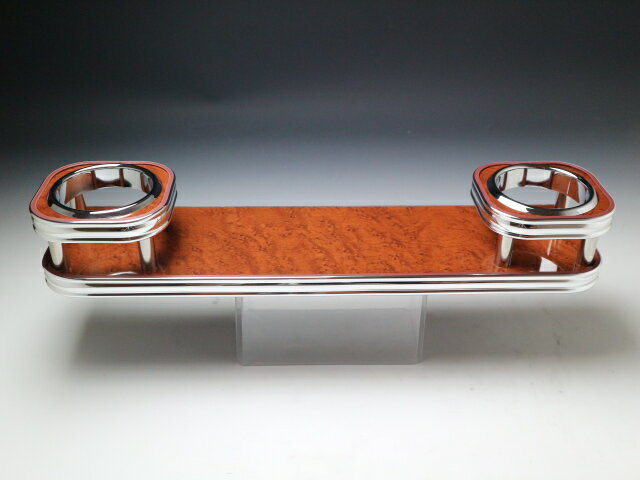 【期間限定20％OFF】【売り切り! お買い得】JB64Wジムニー(18/7〜) フロントテーブル2 ウッド 茶xフルメッキ カスタム カスタムパーツ 車内収納 高級感 インテリア性 ドリンクホルダー付き 日本製 自社製作 職人仕上げ カーアクセサリー カー用品 車用収納