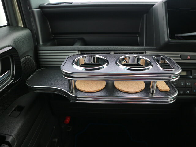 【売り切り お買い得】N-VAN(18/7〜）　フロントテーブル　レザーブラック　BKxフルメッキ　携帯右 カ..