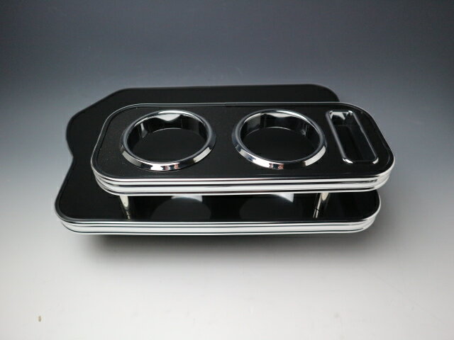 【売り切り お買い得】N BOX JF3(17/9〜）　フロントテーブル　ブラック　BKxフルメッキ　携帯右 カスタム カスタムパーツ 車内収納 高級感 インテリア性 ドリンクホルダー付き 日本製 自社製作 職人仕上げ カーアクセサリー カー用品 車用収納