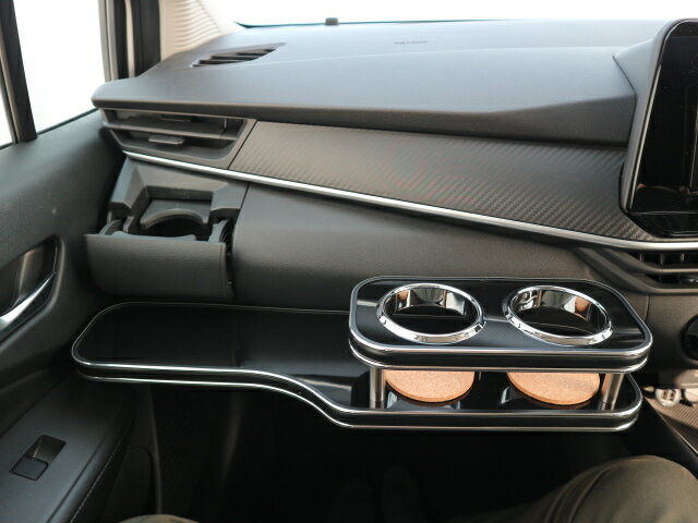 【売り切り お買い得】E13ノート(20/12〜)　フロントテーブル&純正ドリンク用カップホルダー(携帯大　仕様)　運転席側・助手席側、セカンドカップホルダー(携帯大　仕様)　 　セット　 ブラック　BKxシルバー