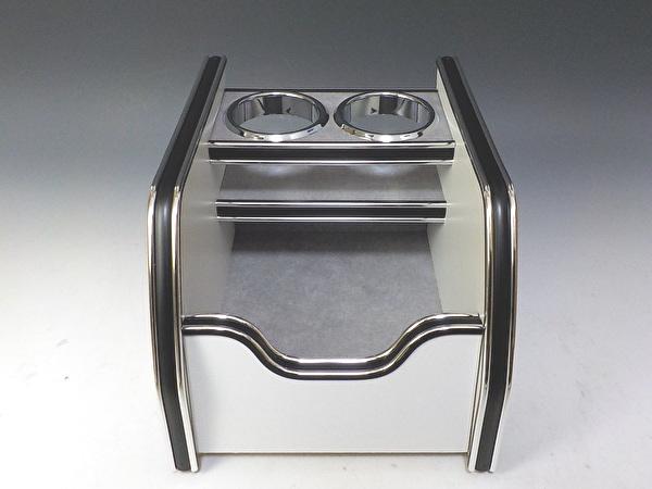 【売り切り お買い得】80系ハリアー（20/6〜）　セカンドカップホルダー　グレーウッド　BKxシルバー カスタム カスタムパーツ 車内収納 高級感 インテリア性 ドリンクホルダー 日本製 自社製作 職人仕上げ カー用品