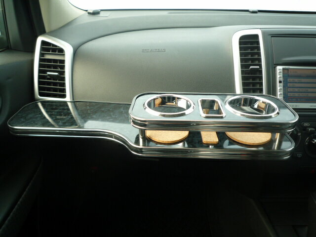 【売り切り! お買い得】Y12ウィングロード フロントテーブル ブラックウッド BKxフルメッキ 携帯中 カ..