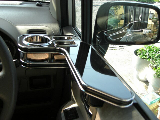 モビリオサイドテーブル 運転席側 カスタム カスタムパーツ 車内収納 高級感 インテリア性 ドリンクホルダー付き 日本製 自社製作 職人仕上げ カーアクセサリー カー用品 車用収納