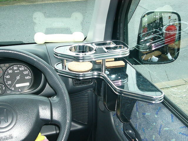 【期間限定20％OFF】バモス後期 サイドテーブル 運転席側 カスタム カスタムパーツ 車内収納 高級感 インテリア性 ドリンクホルダー付き 日本製 自社製作 職人仕上げ カーアクセサリー カー用品 車用収納