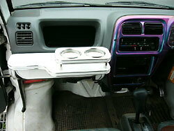 3色から選べる スクラムワゴンMC前(99/1〜)フロントテーブル カップ2個仕様 カスタム カスタムパーツ 車内収納 高級感 インテリア性 ドリンクホルダー付き 日本製 自社製作 職人仕上げ カーアクセサリー カー用品 車用収納