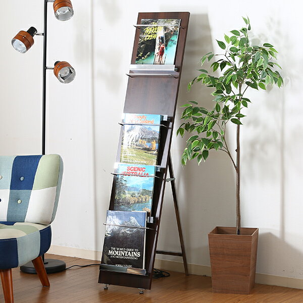 【送料無料】収納家具 ウッドマガジンラック デコール スリム5段 雑誌ラック カタログスタンド パンフレットスタンド 収納 マルチラック 木製ラック オープンラック スリムラック マガジンスタンド 収納 雑誌スタンド 新聞ラック 雑誌収納 スタイリッシュ