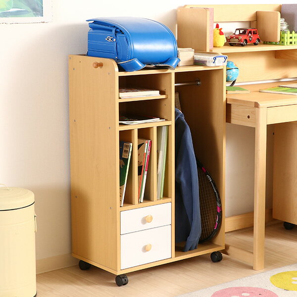 【送料無料】収納家具 ストレージラック ハンガー付き NORM キャスター付き 引出し 収納 ラック 棚 本棚 シェルフ ワイド 収納ワゴン マルチワゴン リビング収納 マルチ収納 多機能 ランドセルラック ランドセル置き ランドセル収納 子供部屋 キッズ キッズ収納