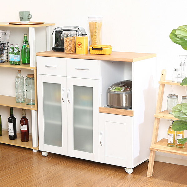 【送料無料】キッチン収納 キッチンカウンター 幅90cm サージュ カウンターテーブル 食器棚 引き戸 引..