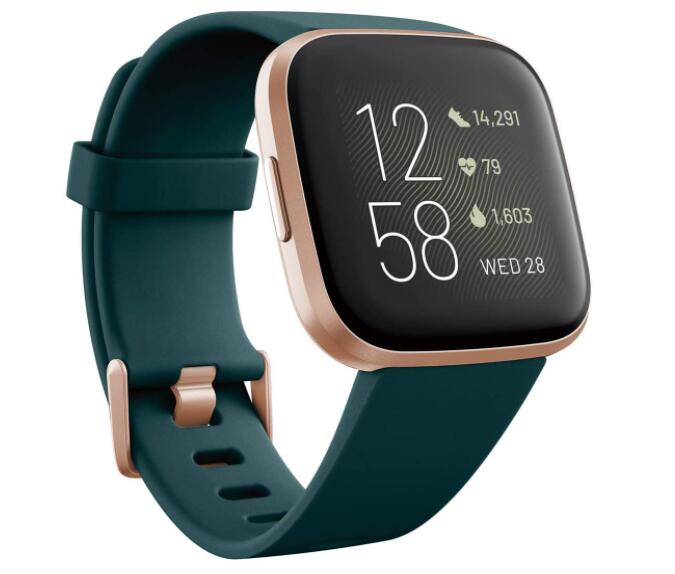 Fitbit Versa 2 Alexa搭載 スマートウォッチ Emerald/Copper Rose L/S サイズ バンド グリーン [日本正規品] FB507RGPE