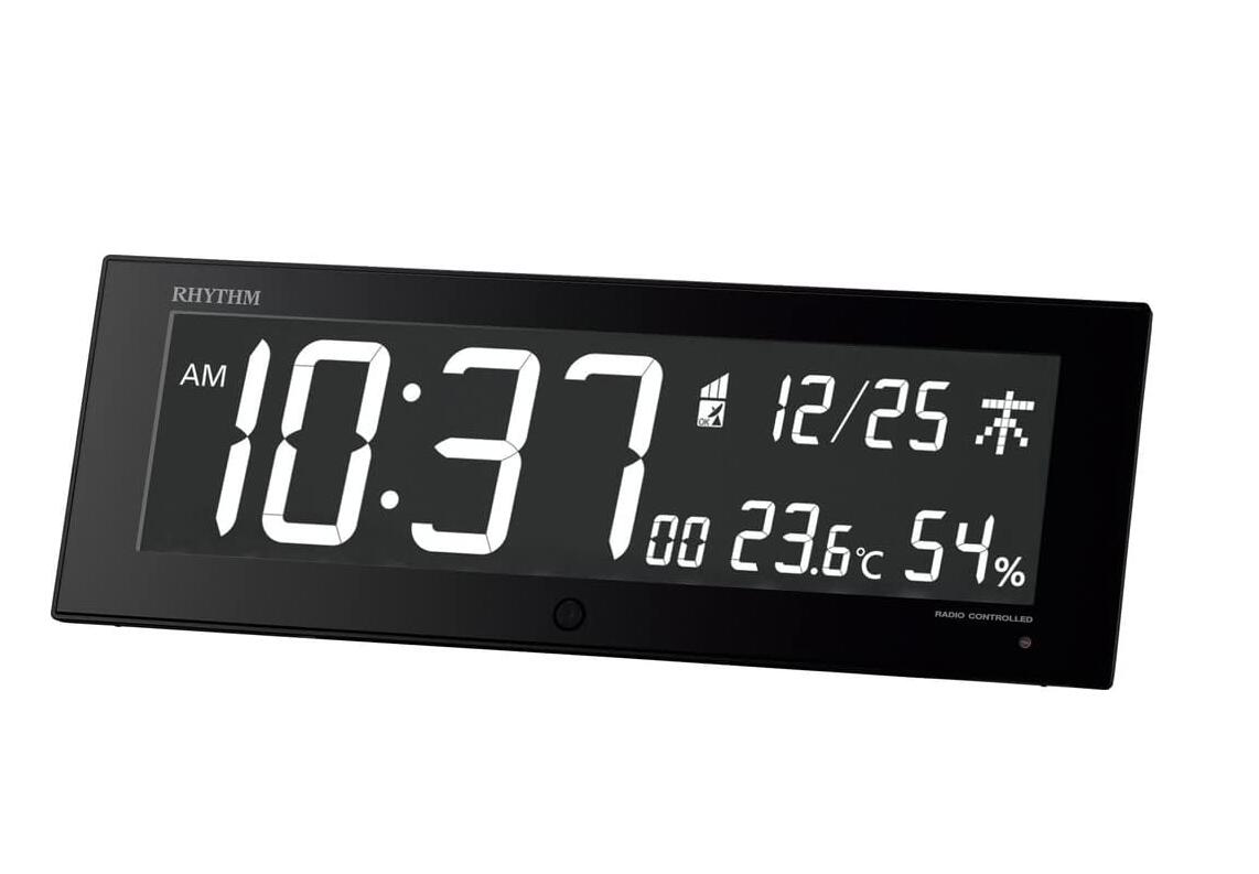 リズム(RHYTHM) 大型 掛け時計 電波時計 デジタル カラー グラデーション LED 365色 表示 黒 Iroria G 8RZ184SR02