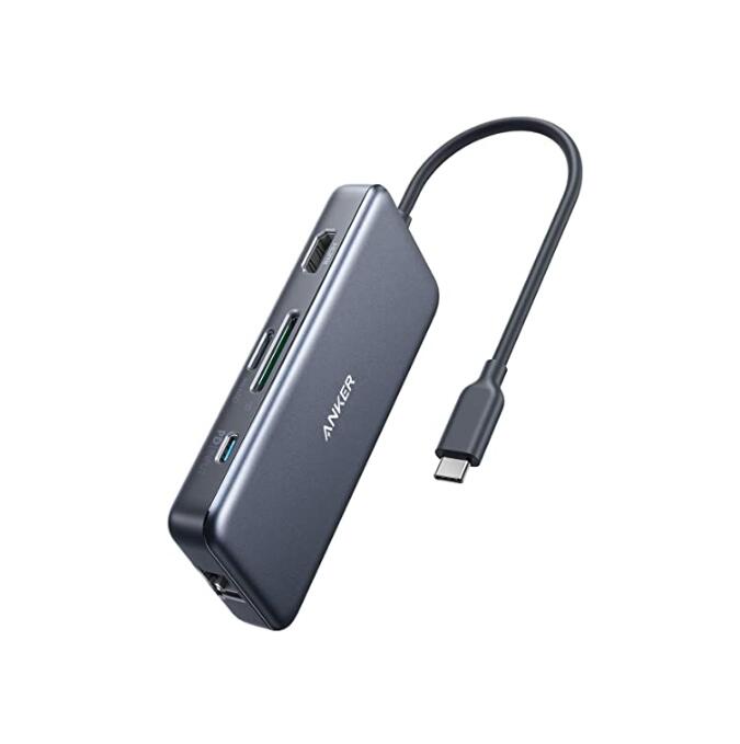 [Anker]AJ[ PowerExpand+ 7-in-1 USB-C PD C[Tlbg nu O[ 4KΉHDMIo̓|[g 60W Power Delivery ΉUSB-C|[g 1Gbps C[Tlbg USB-A |[g microSDSDJ[h