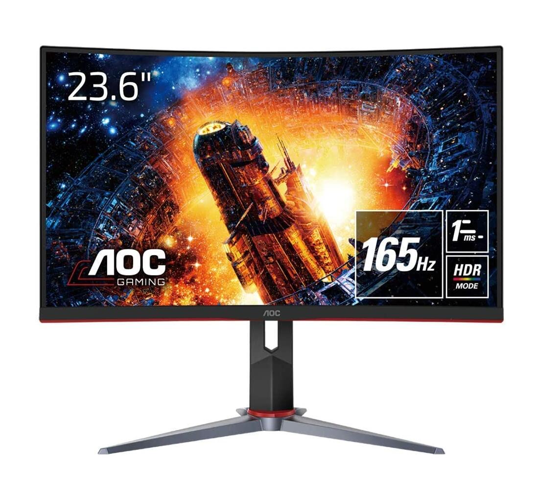 AOC ゲーミング液晶モニター C24G2/11 (23.6インチ/フルHD/VA/曲面/HDMI/DisplayPort/165Hz/応答速度1ms/HDRエフェクトモード/Adaptive Sync/フリッカーフリー/ローブルーモード)