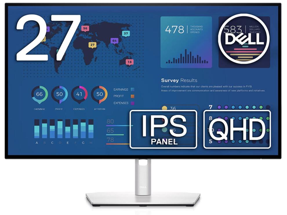 Dell U2722D 27インチ モニター (3年間無輝点交換保証/QHD/IPS非光沢/DP,HDMI/縦横回転,高さ調整/Rec.709 100%)