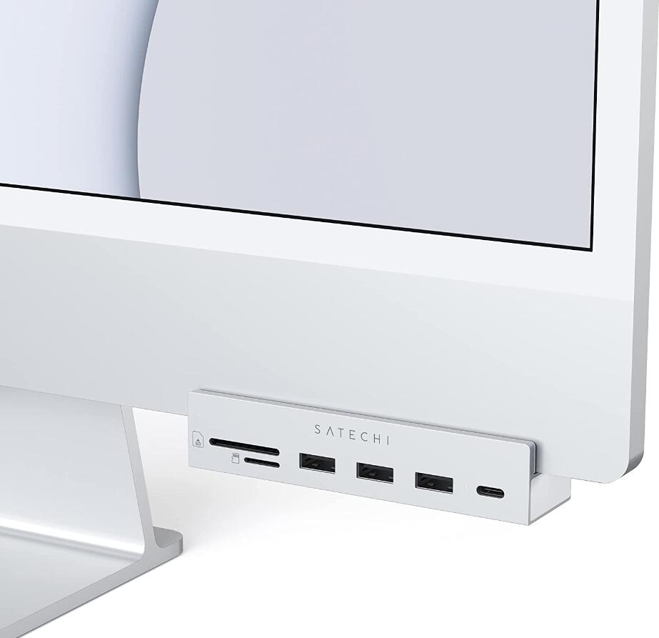 Satechi iMac24C`p USB-C Nvnu (Vo[) (2021 iMacΉ) USB-C f[^|[g, 3xUSB-A 3.0, Micro/SDJ[h[_[