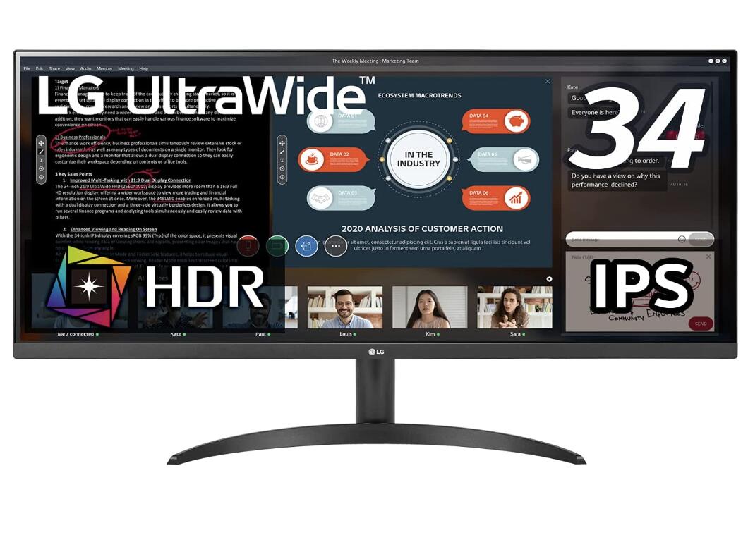 Ȣ񤢤 ̲ ̤ LG ˥ ǥץ쥤 34WP500-B 34/21:9 ȥ磻(25601080)/HDR/IPS /FreeSync/75Hz/HDMI2/֥롼饤㸺եåյǽ/3ǯ ̵ݾ