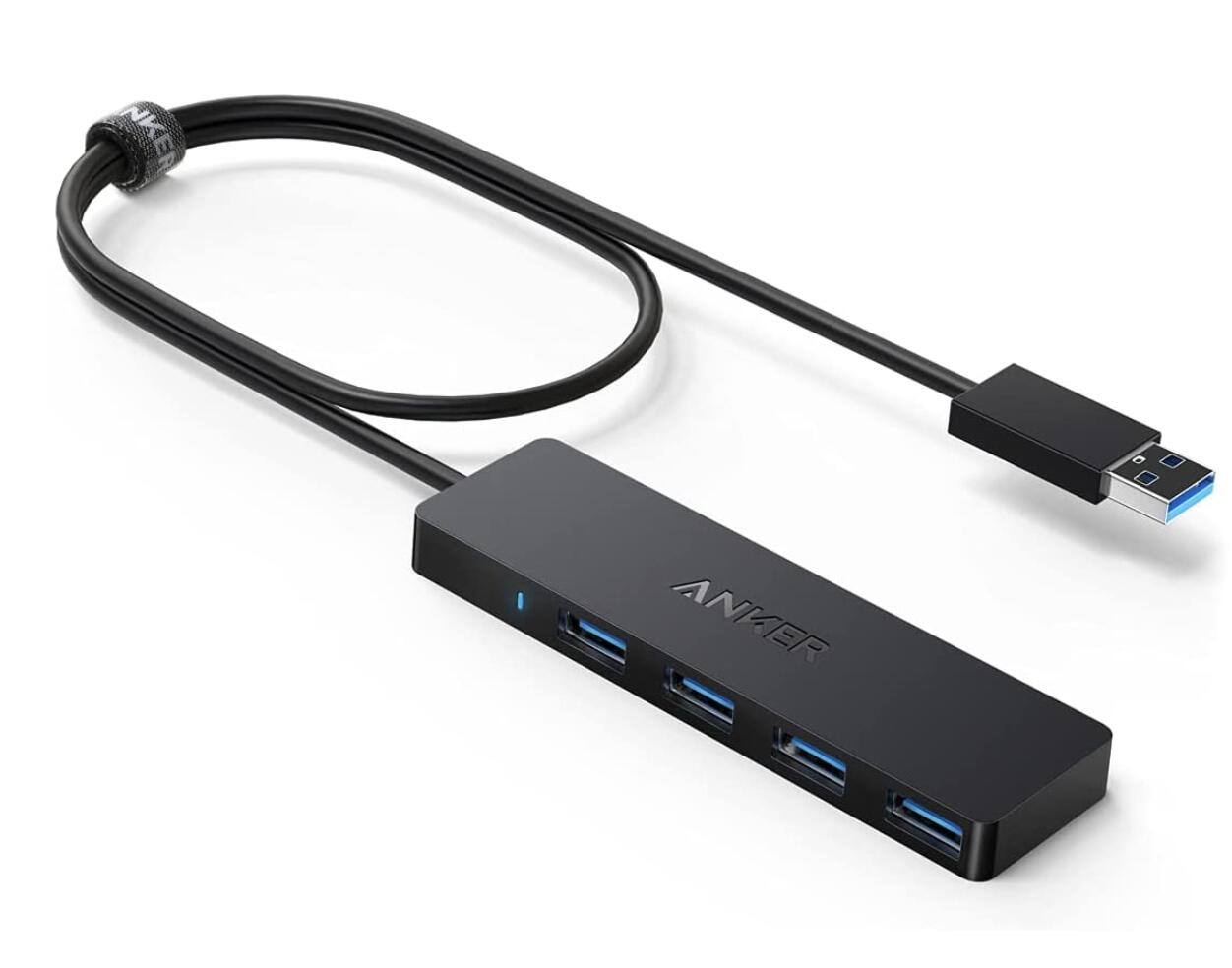 Anker USB3.0 ウルトラスリム 4ポートハブ, USB ハブ 60cm ケーブル バスパワー 軽量 コンパクト MacBook / iMac / Surface Pro 等 ノートPC 他対応 USBハブ テレワーク リモート 在宅勤務