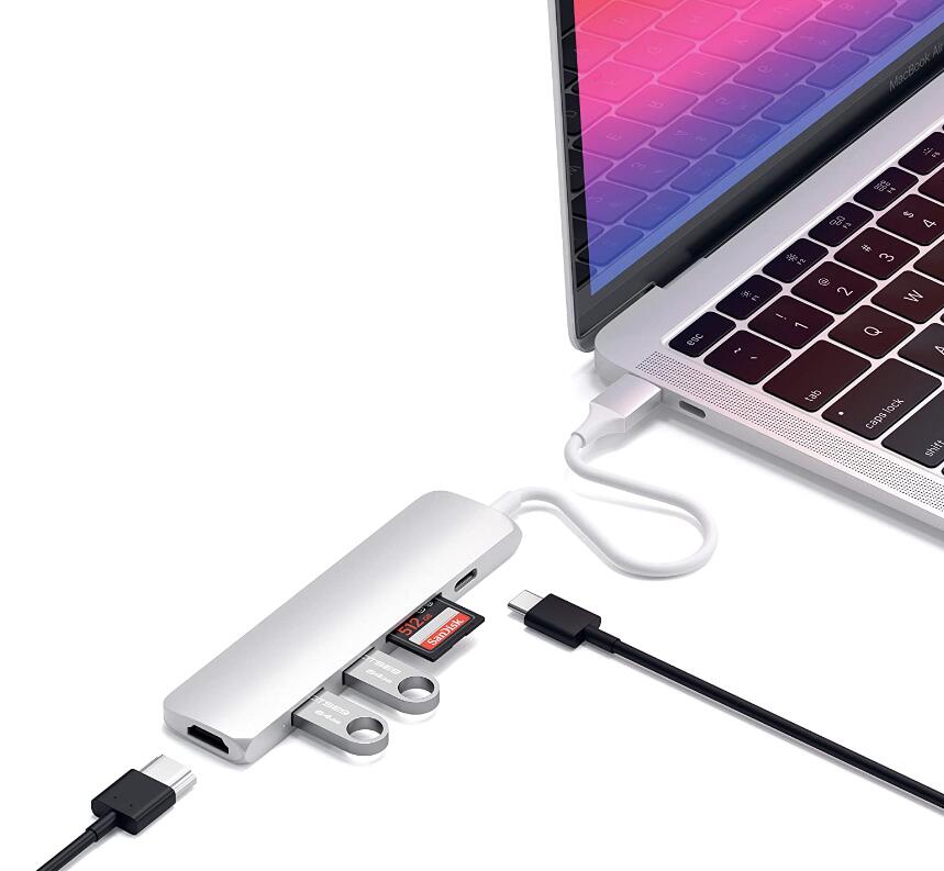 Satechi スリム V2 マルチ USB-Cハブ 6in1 (シルバー) USB-C PD(60W), 4K HDMI(60Hz), Micro/SDカードスロット, USB-A (MacBook Pro/Air, iPad Pro など対応)